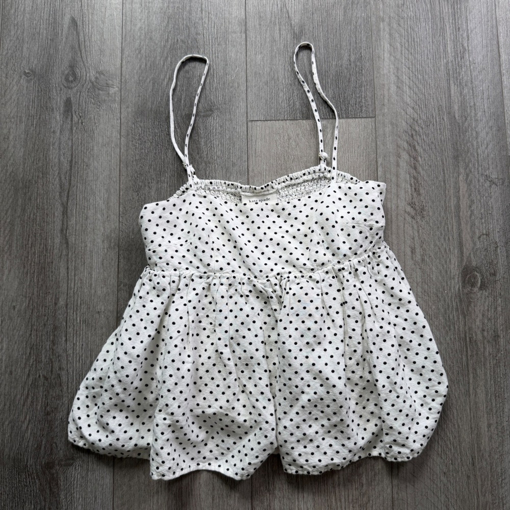 Kate Spade Target Polka Dot Babydoll Cami Top Womens XS White Black
